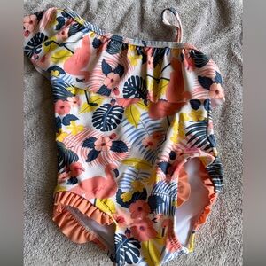 Ruffle Butts Coral Flamingo Tropical One-Piece Swimsuit